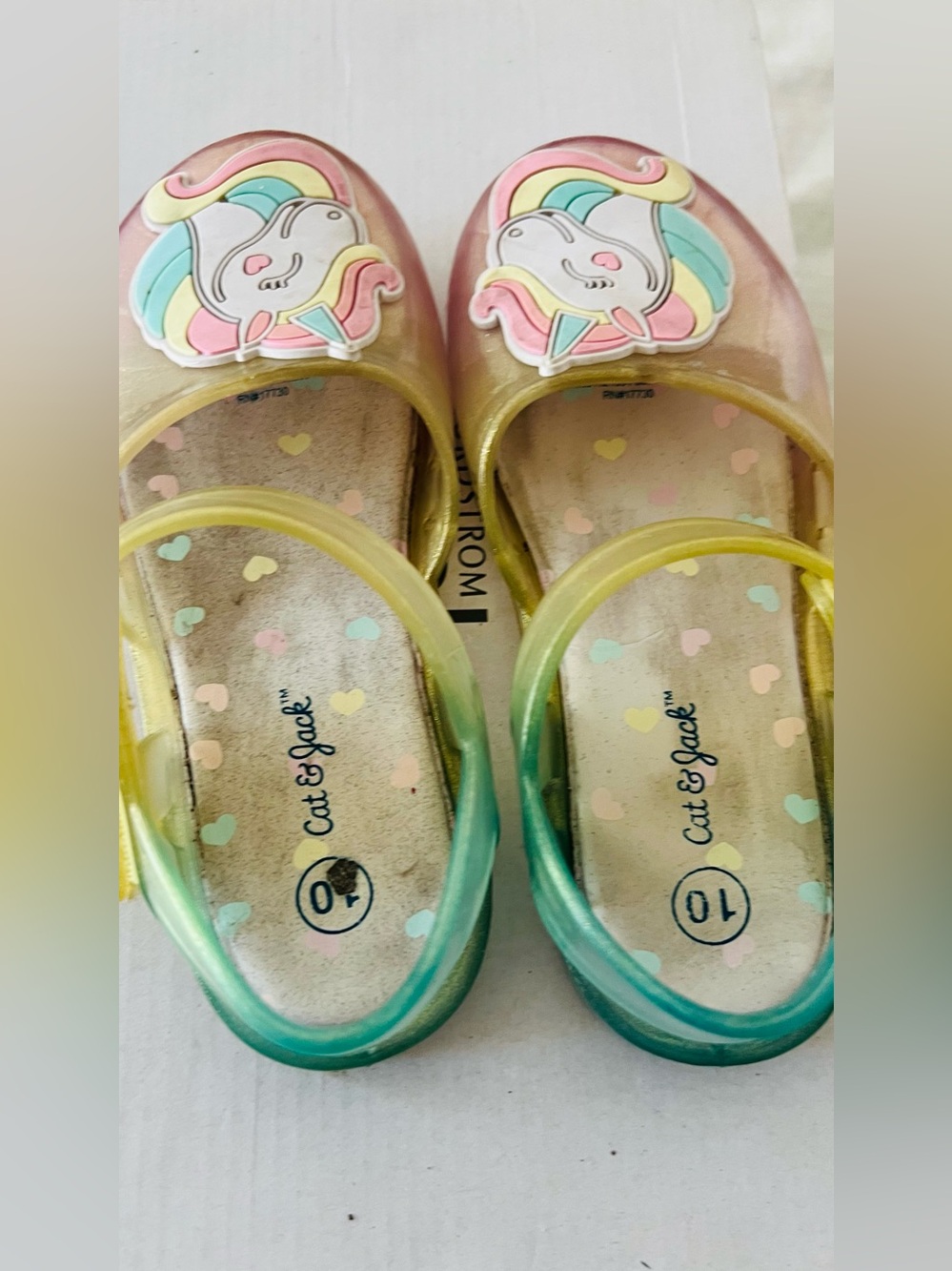 Cat & Jack Kids' Unicorn Jelly Mary Jane Shoes in Pastel Rainbow size 10 girls